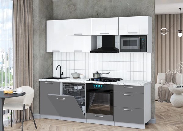 Кухонный гарнитур Интерлиния Мила Gloss 2.3-ПМ2