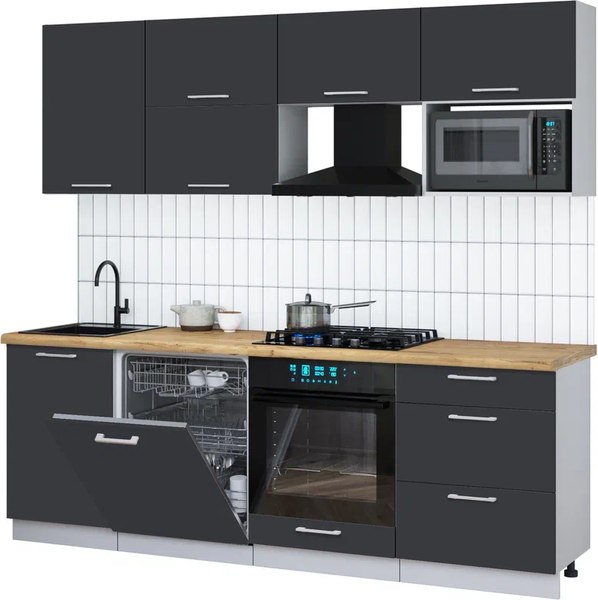 Кухонный гарнитур Интерлиния Мила Gloss 2.3-ПМ2 - фото