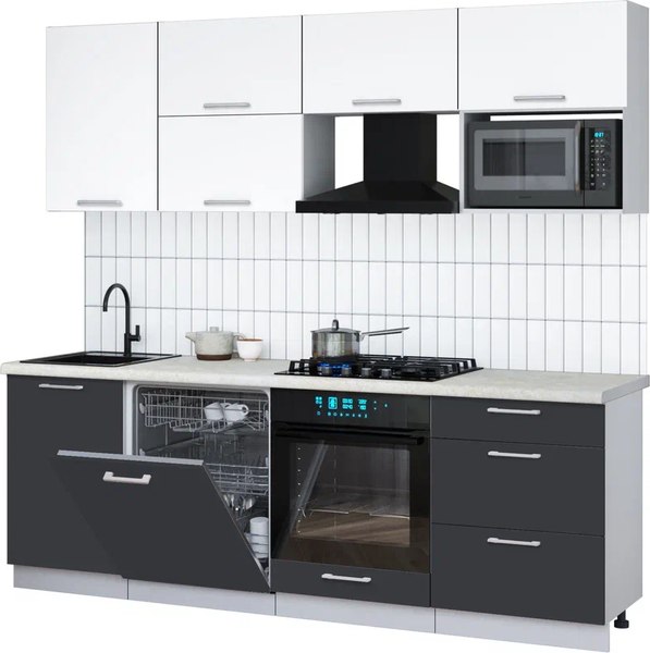 Кухонный гарнитур Интерлиния Мила Gloss 2.3-ПМ2 - фото