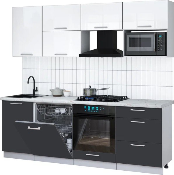 Кухонный гарнитур Интерлиния Мила Gloss 2.3-ПМ2 - фото