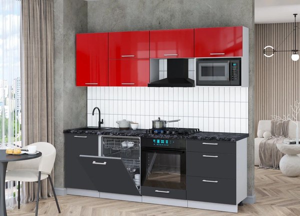 Кухонный гарнитур Интерлиния Мила Gloss 2.3-ПМ2