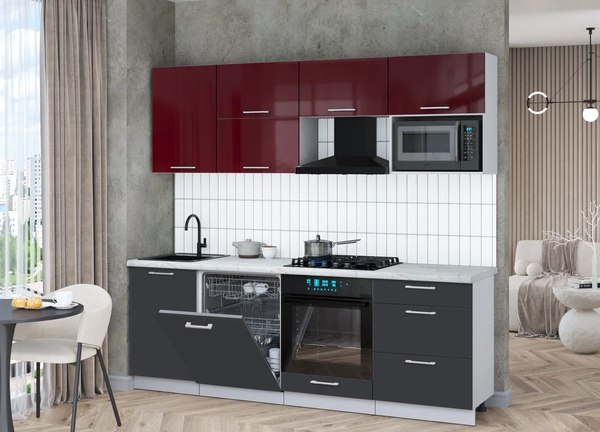 Кухонный гарнитур Интерлиния Мила Gloss 2.3-ПМ2