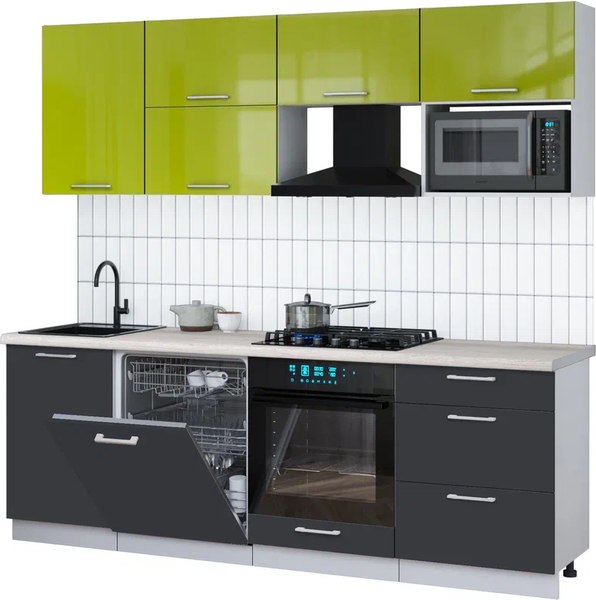 Кухонный гарнитур Интерлиния Мила Gloss 2.3-ПМ2 - фото