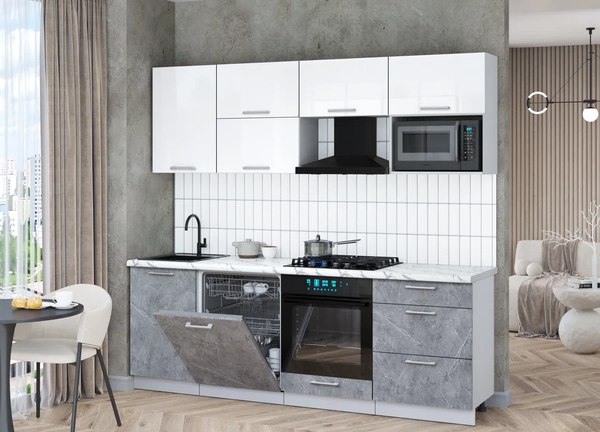 Кухонный гарнитур Интерлиния Мила Gloss 2.3-ПМ2