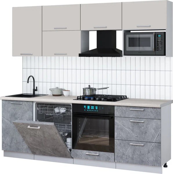 Кухонный гарнитур Интерлиния Мила Gloss 2.3-ПМ2 - фото