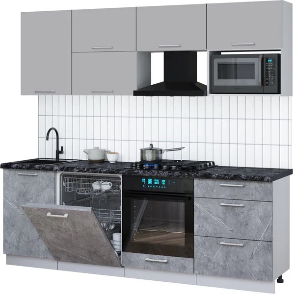 Кухонный гарнитур Интерлиния Мила Gloss 2.3-ПМ2 - фото