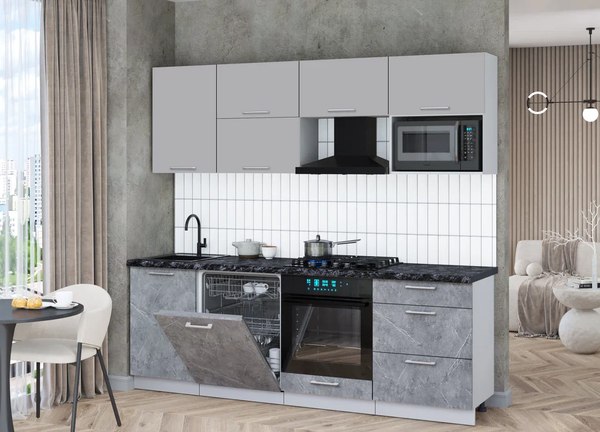 Кухонный гарнитур Интерлиния Мила Gloss 2.3-ПМ2