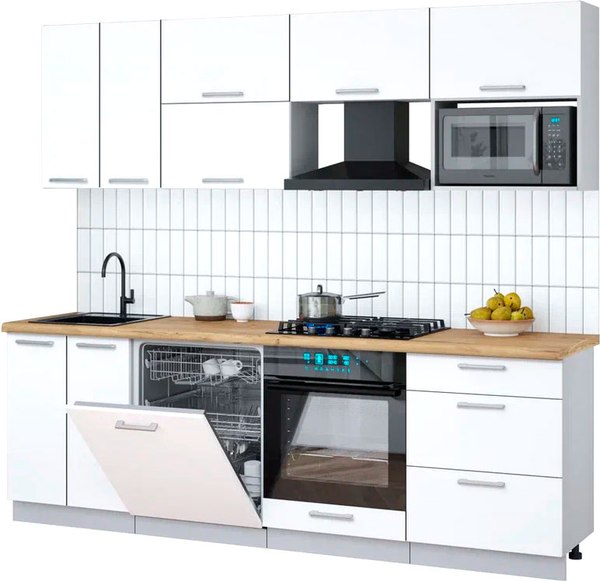 Кухонный гарнитур Интерлиния Мила Gloss 2.4-ПМ2 - фото