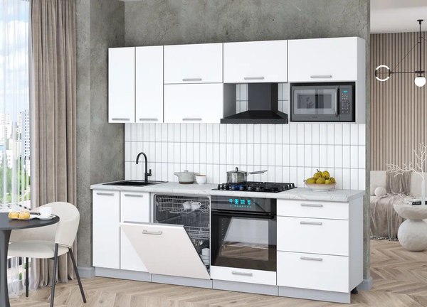 Кухонный гарнитур Интерлиния Мила Gloss 2.4-ПМ2