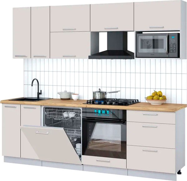 Кухонный гарнитур Интерлиния Мила Gloss 2.4-ПМ2 - фото