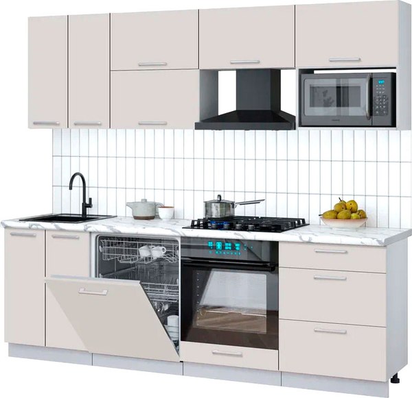 Кухонный гарнитур Интерлиния Мила Gloss 2.4-ПМ2 - фото
