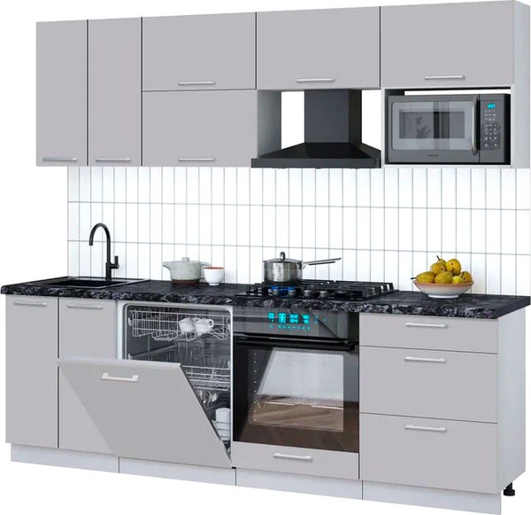 Кухонный гарнитур Интерлиния Мила Gloss 2.4-ПМ2 - фото
