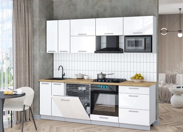 Кухонный гарнитур Интерлиния Мила Gloss 2.4-ПМ2