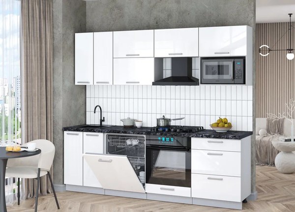 Кухонный гарнитур Интерлиния Мила Gloss 2.4-ПМ2