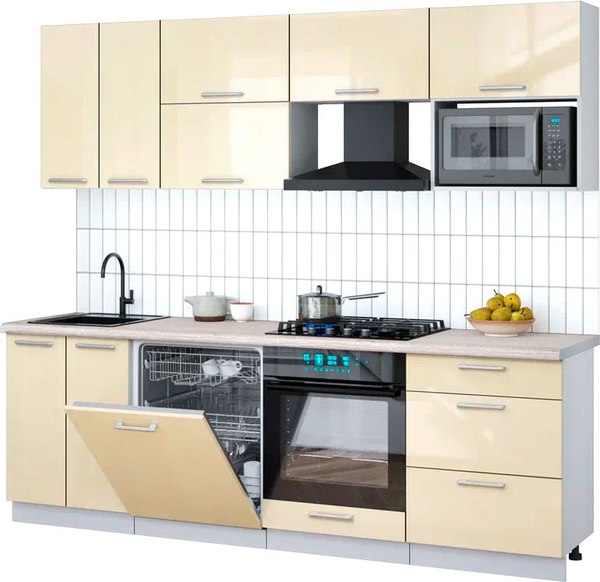 Кухонный гарнитур Интерлиния Мила Gloss 2.4-ПМ2 - фото