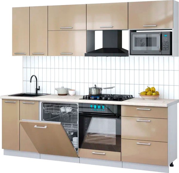 Кухонный гарнитур Интерлиния Мила Gloss 2.4-ПМ2 - фото