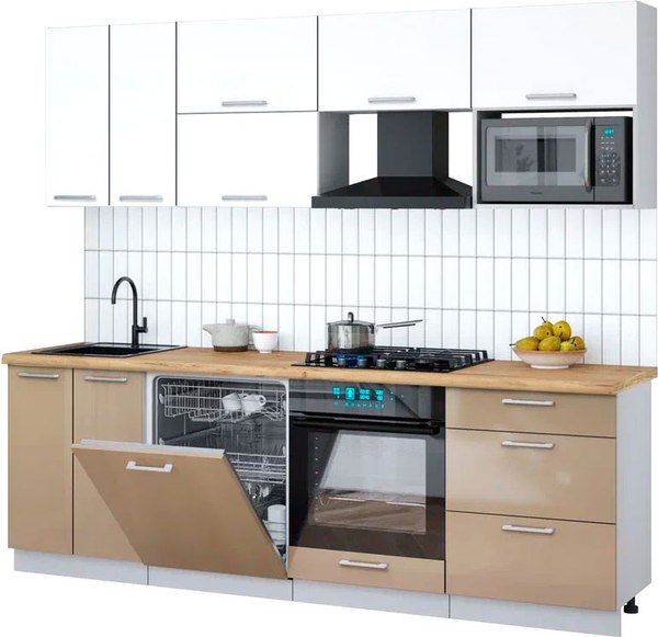 Кухонный гарнитур Интерлиния Мила Gloss 2.4-ПМ2 - фото