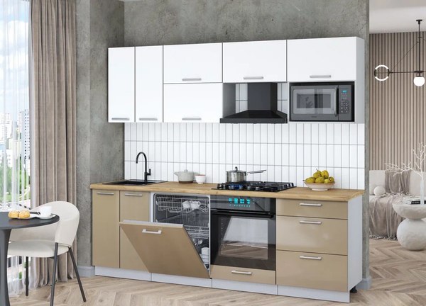 Кухонный гарнитур Интерлиния Мила Gloss 2.4-ПМ2