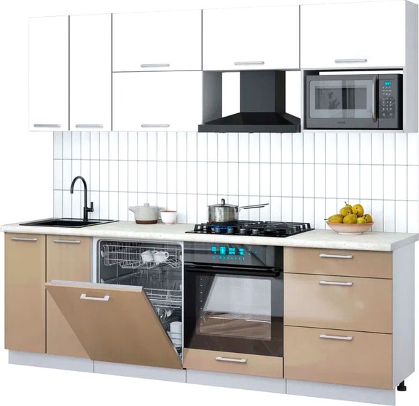 Кухонный гарнитур Интерлиния Мила Gloss 2.4-ПМ2 - фото