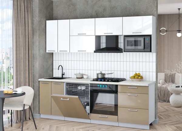 Кухонный гарнитур Интерлиния Мила Gloss 2.4-ПМ2