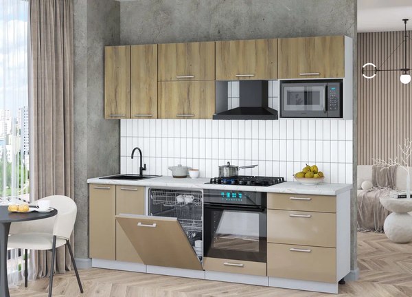 Кухонный гарнитур Интерлиния Мила Gloss 2.4-ПМ2