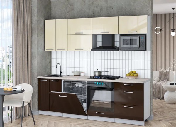 Кухонный гарнитур Интерлиния Мила Gloss 2.4-ПМ2