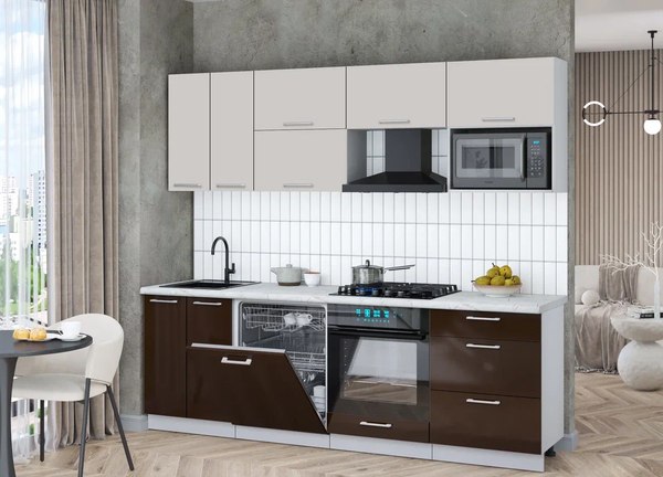 Кухонный гарнитур Интерлиния Мила Gloss 2.4-ПМ2