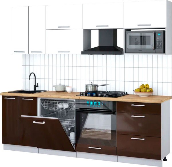 Кухонный гарнитур Интерлиния Мила Gloss 2.4-ПМ2 - фото