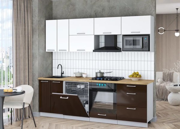 Кухонный гарнитур Интерлиния Мила Gloss 2.4-ПМ2