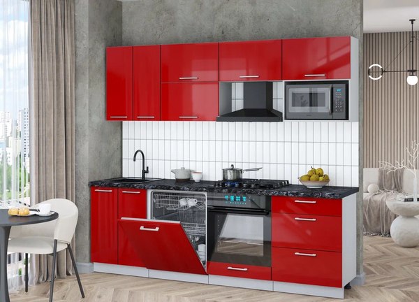 Кухонный гарнитур Интерлиния Мила Gloss 2.4-ПМ2