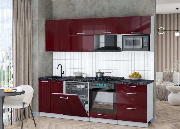 Кухонный гарнитур Интерлиния Мила Gloss 2.4-ПМ2