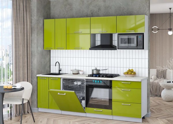 Кухонный гарнитур Интерлиния Мила Gloss 2.4-ПМ2