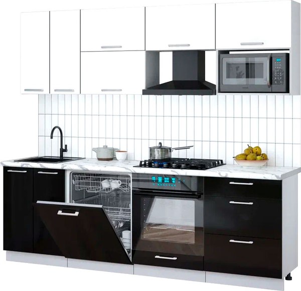 Кухонный гарнитур Интерлиния Мила Gloss 2.4-ПМ2 - фото