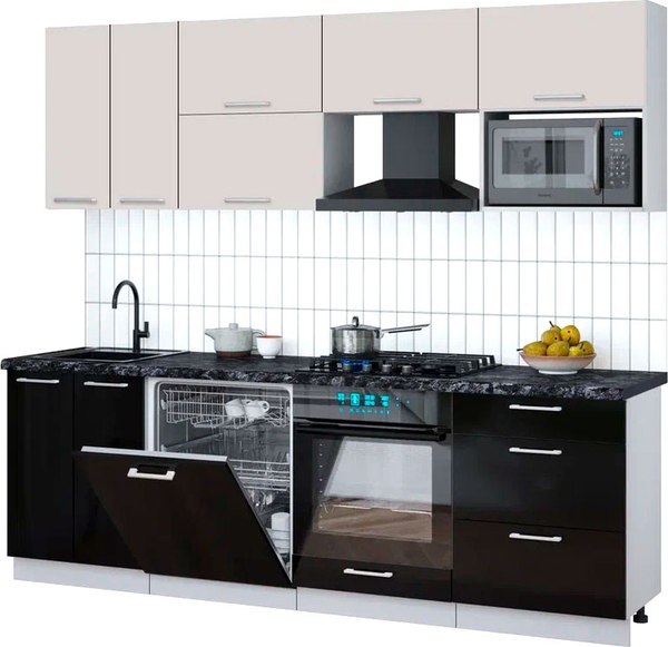 Кухонный гарнитур Интерлиния Мила Gloss 2.4-ПМ2 - фото