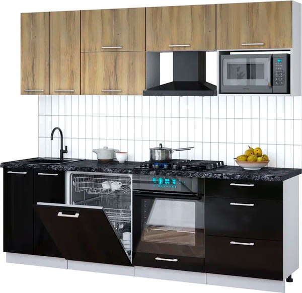 Кухонный гарнитур Интерлиния Мила Gloss 2.4-ПМ2 - фото