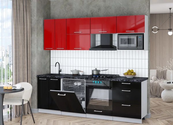 Кухонный гарнитур Интерлиния Мила Gloss 2.4-ПМ2