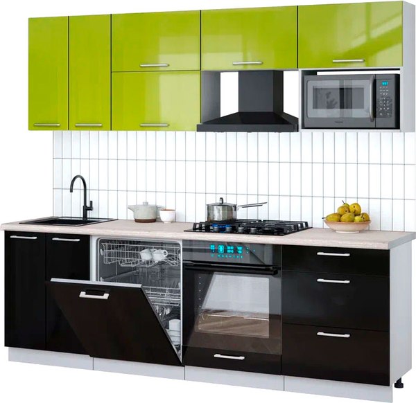 Кухонный гарнитур Интерлиния Мила Gloss 2.4-ПМ2 - фото