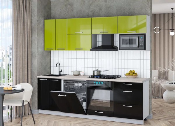 Кухонный гарнитур Интерлиния Мила Gloss 2.4-ПМ2