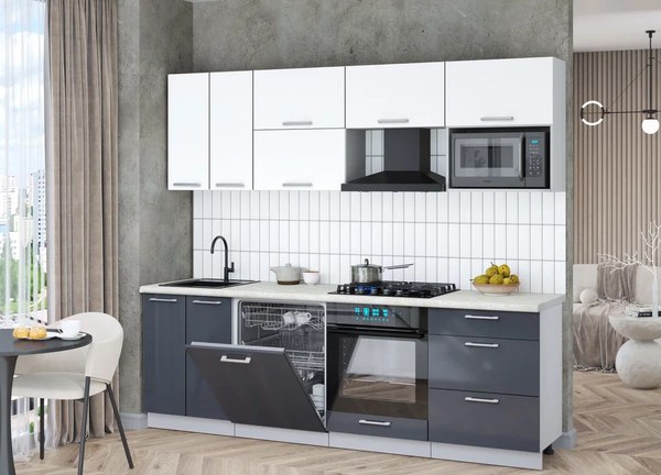 Кухонный гарнитур Интерлиния Мила Gloss 2.4-ПМ2