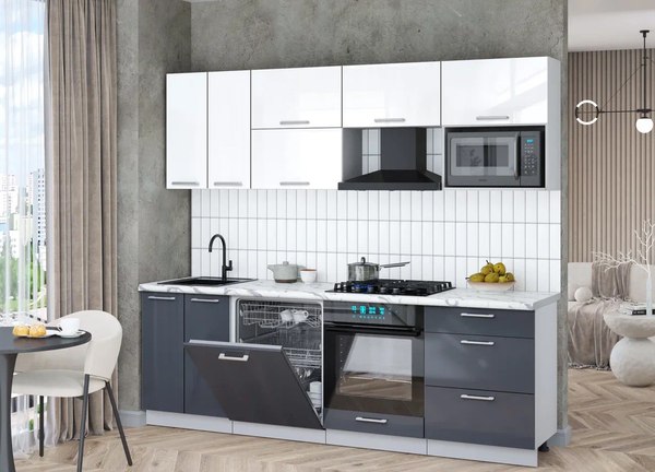 Кухонный гарнитур Интерлиния Мила Gloss 2.4-ПМ2