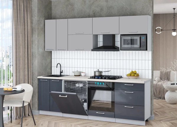 Кухонный гарнитур Интерлиния Мила Gloss 2.4-ПМ2