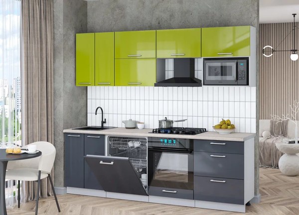 Кухонный гарнитур Интерлиния Мила Gloss 2.4-ПМ2