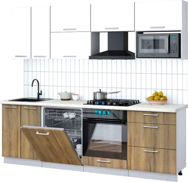Кухонный гарнитур Интерлиния Мила Gloss 2.4-ПМ2 - фото
