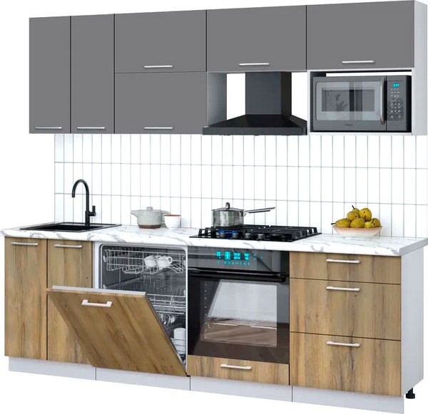 Кухонный гарнитур Интерлиния Мила Gloss 2.4-ПМ2 - фото