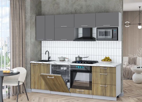 Кухонный гарнитур Интерлиния Мила Gloss 2.4-ПМ2