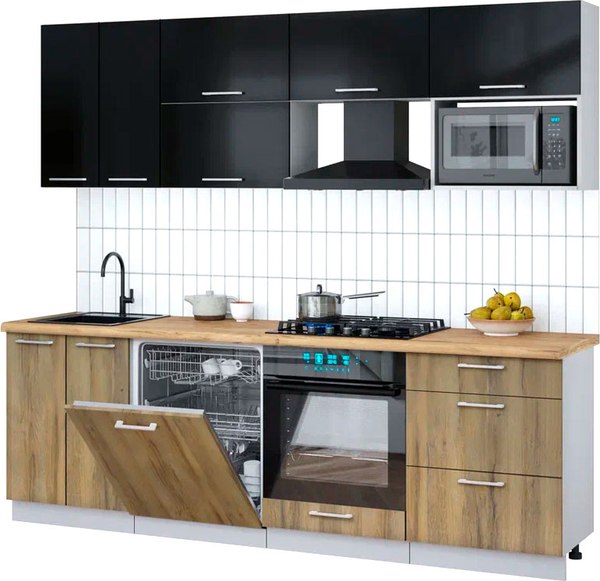 Кухонный гарнитур Интерлиния Мила Gloss 2.4-ПМ2 - фото