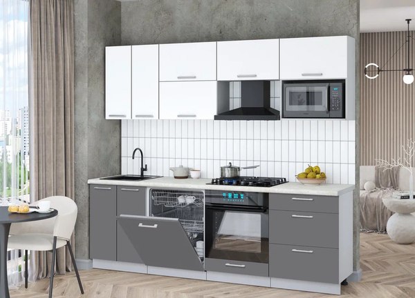 Кухонный гарнитур Интерлиния Мила Gloss 2.4-ПМ2