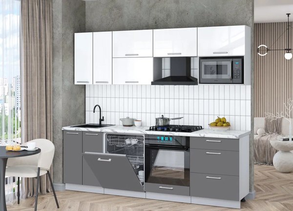 Кухонный гарнитур Интерлиния Мила Gloss 2.4-ПМ2