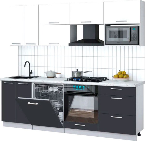 Кухонный гарнитур Интерлиния Мила Gloss 2.4-ПМ2 - фото