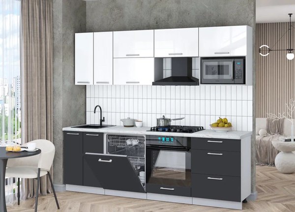 Кухонный гарнитур Интерлиния Мила Gloss 2.4-ПМ2